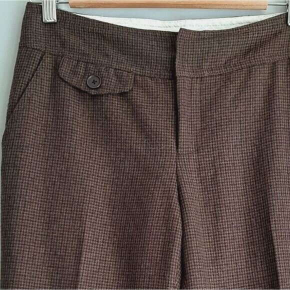 CARTONNIER / Anthropolgie Cropped Cuffed Pants Brown Houndstooth Sz 2 Flawed - Picture 5 of 14
